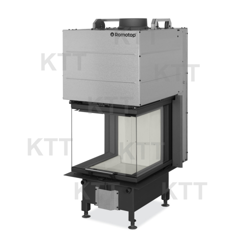 HEAT U 3G L 50.52.50.24 - teplovzdušná trojstranná krbová vložka s výsuvnými dvierkami a s deleným sklom sivý igniton