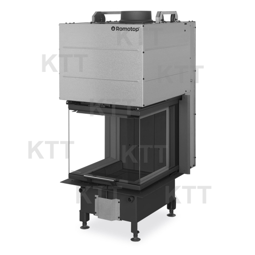 HEAT U 3G L 50.52.50.26 - teplovzdušná trojstranná krbová vložka s výsuvnými dvierkami a s deleným sklom čierny igniton 