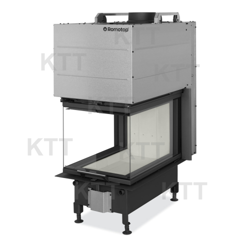 HEAT U 3G L 50.52.70.24 - teplovzdušná trojstranná krbová vložka s výsuvnými dvierkami a s deleným sklom sivý igniton 