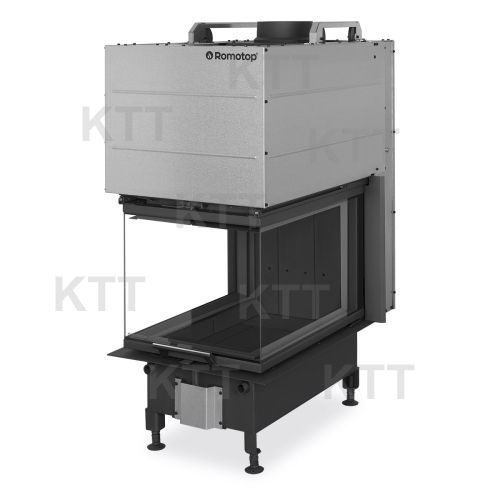 HEAT U 3G L 50.52.70.26 - teplovzdušná trojstranná krbová vložka s výsuvnými dvierkami a s deleným sklom čierny igniton  